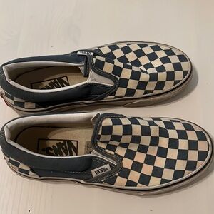 Checkered blue vans